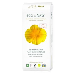 Eco by Naty Noční vložky s křidélky (10 ks) - vnitřní vrstva z biobavlny, 5 kapiček