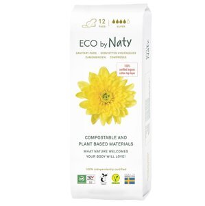Eco by Naty Denní vložky s křidélky - super (12 ks) - vnitřní vrstva z biobavlny, 4 kapičky