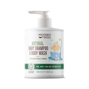 Wooden Spoon Dětský sprchový gel a šampon na vlasy 2v1 bez parfemace BIO (300 ml) - šetrná péče pro děti již od narození