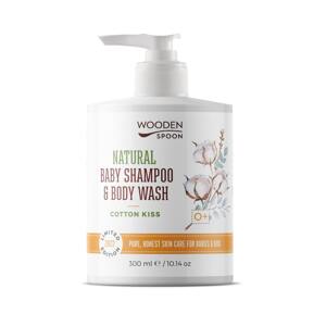 Wooden Spoon Dětský sprchový gel a šampon na vlasy 2v1 Cotton Kiss BIO (300 ml) - zcela přírodní a jemný k dětské pokožce